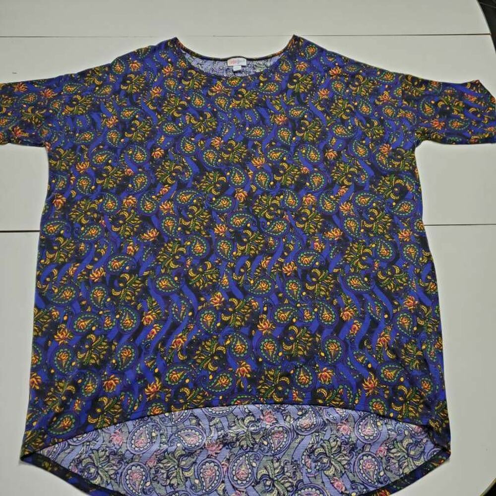 LuLaRoe Simply Comfortable Womens Shirt Purple Paisley Short Sleeve Top XL